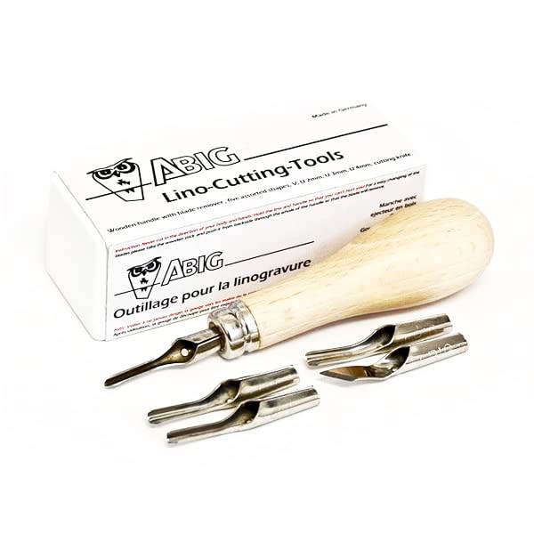 Abig Wooden Handle Lino Cutter & 5 Blades