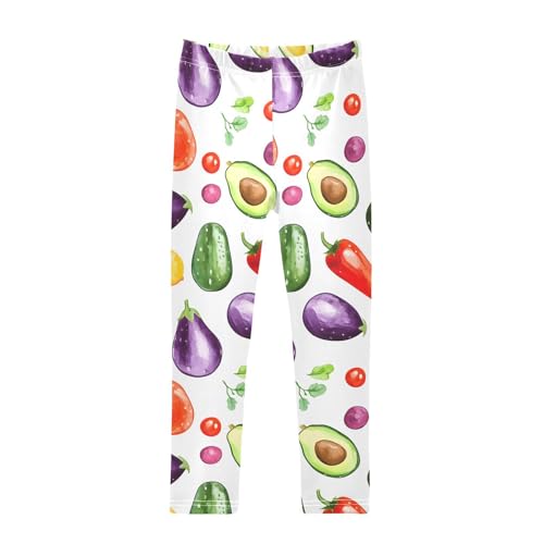 ALAZA Girls' Leggings Children's Yoga Pants Skinny Printed Dance Avocado Tomato Eggplant Comfortable 4T
