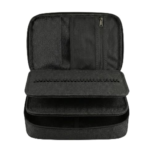 Estojo Escolar Box 72 Pens Nylon com Alça – Organizador Jumbo Grande com Divisória e Elásticos – Capacidade até 100 Lápis – Menino e Menina (Azul)