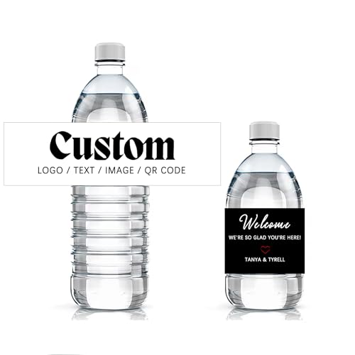 Custom Water Bottle Labels,Personalized Wedding Water Bottle Labels,Waterproof Stickers for Weddings, Parties, Business,8 x 2 inches, 50-500pcs (2x8 inches)