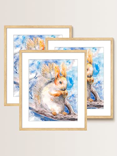 euwazram Rustic Oak 20x24 Frame - Set of 3, 20 x 24 Poster Frame with Mat for 16x20, Picture Frames for Artwork, Puzzles, Photos and Movie Posters