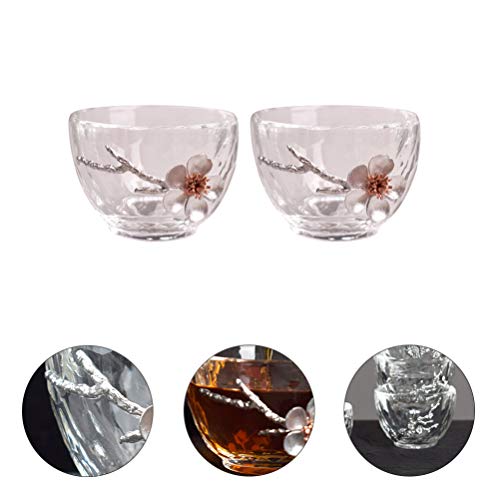 YARNOW 2 xícaras de chá, copo de vidro, canecas de chá, flor, xícara de chá, caneca de café, present