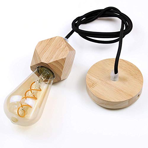 Preisvergleich Produktbild GBLY Holz Pendelleuchte 1-Flamming Hängeleuchte Höhenverstellbar Esstischlampe mit E27 Lampenfassung Rustikal Innen Beleuchtung für Esszimmer Arbeitszimmer Wohnzimmer Restaurant Flur, Ohne Glühbirne