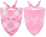 CozyHaus Pañuelos de perro con lazo rosa, grande)