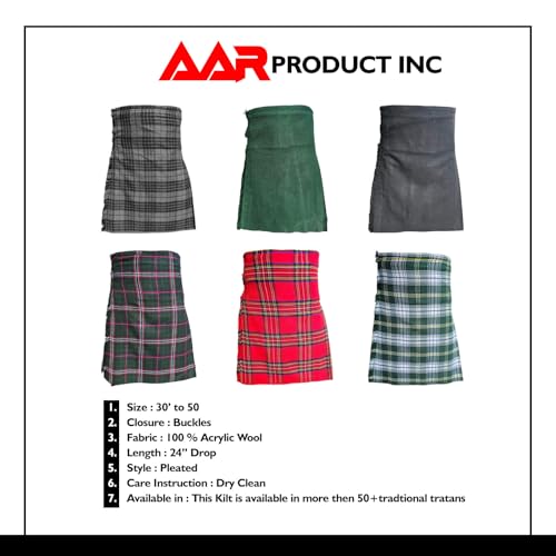 Image of AAR Mens Scottish Tartan Kilt - 13oz Highland Casual Kilt for Men - 11 Tartans