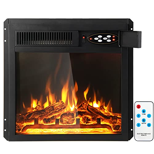 Goflame 18 Inches Electric Fireplace Insert, Recessed Fireplace Heater With 7-Level Adjustable Flame Brightness, Remote Control, Overheat Protection, Etl Certified, 750W/1500W, Black #TOP4