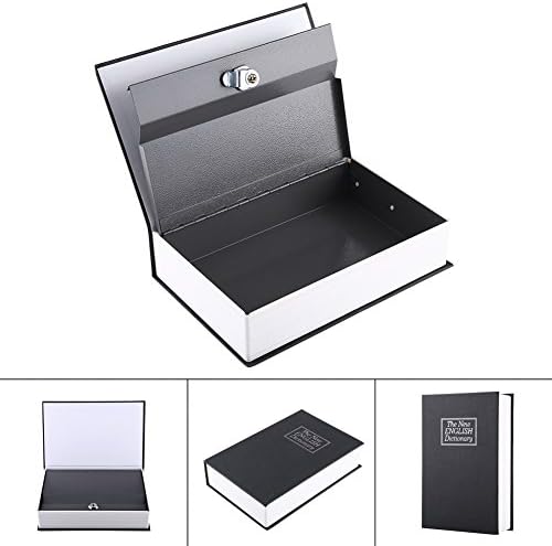 Fake Book Hidden Safe Box Metal Inner Container with 2 Keys Hollow Dictionary Diversion Secret Book Safe for Home Use or Important Documents Storage(9.44x6.10x2.16inch)