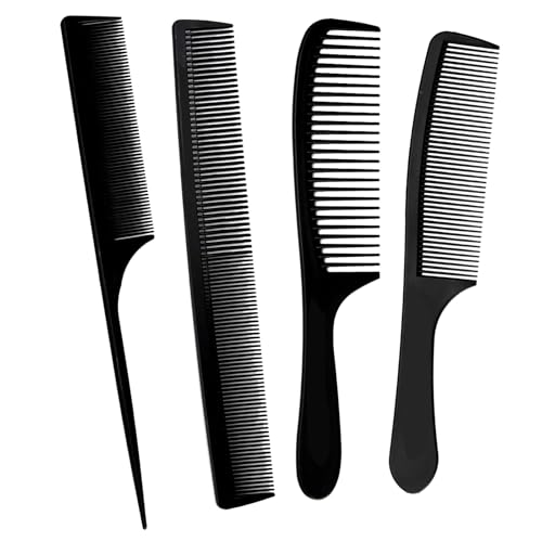 4 Pcs mens comb,Detangling Hair CombSet,Heat Resistant Anti-static Cutting Combs,Wide ToothCombs for Men,Professional Styling CombSet For Men and women Everyday Use(Black)