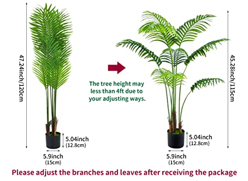 Aphighjoy 2Packs 4Ft Fake Palm Tree - Artificial Areca Palm Plant With Natural Trunks & Real Touch Leaves, Faux Plant For Indoor Outdoor Modern Decor Housewarming Gift (4 Ft - 2 Packs) #TOP1