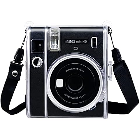 HIYQIN Mini 40 case, Protective Clear Case for Fujifilm mini40 Camera Crystal Hard Shell Cover with Removable Adjustable Strap Cover
