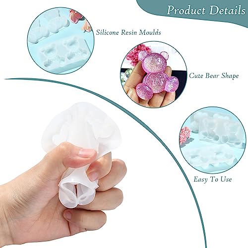 UR URLIFEHALL 5 Pcs Silicone Bear Mould Cute Animal Moulds Resin Jewellery Moulds for Crafts Making Home Decor Outdoor Art Crafts - Image 3