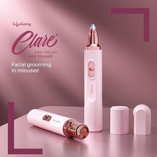 Image of Lifelong 2in1 Face & Eyebrow Trimmer for Woman |Painless Portable Gentle Face Mini Hair Remover |TypeC Rechargeable Facial Hair Removal Machine |Upper Lips, Chin, Ear & Nose |Focus Light, 2Hr Runtime