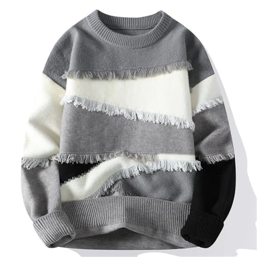 Men's Cashmere Blended Sweater Round Neck Thick Bottom Solid Color Twisted Winter Loose Knitted Sweater2