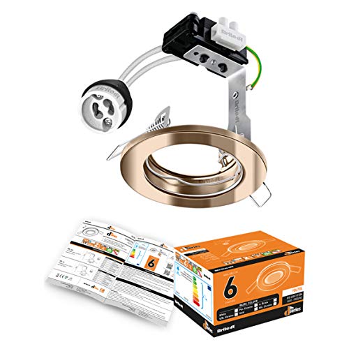 GU10 Fixed Downlight Antique Brass, Brite-R LED Spotlight Recessed Ceiling Light Fitting, Pressed Steel, IP20 Rated, Halogen Compatible, CE Approved Easy Install. 2 Year Warranty. Bulb not Included