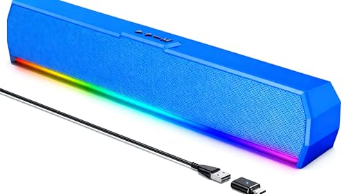 Kunodi USB Computer Speakers for Desktop Monitor, PC Speakers with Stereo Sound, RGB Light Modes,Plug & Play, USB C Powered for Computer Laptop Monitor Tablet Work