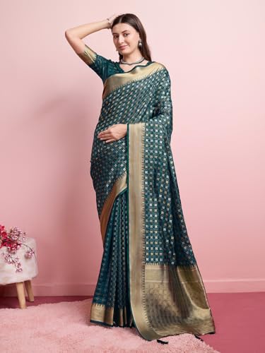 DOI MOI teal banarasi silk saree – image 3