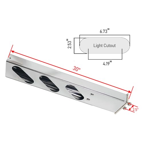 Image of 2.5 inch Bolt Spacing 30 inch Length Stainless Steel Mud Flap Hangers Brackets Holder with Aluminum Reflective Tapes and Oval Light Cutouts Fit for Semi Trucks Trailers, 2 Pack