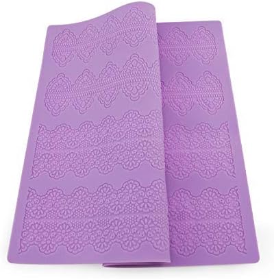 Lace Mat, Chokov Flower Silicone Fondant Mat Sugar Paste Lace Cake Border Decoration Mold Embossing Mat Wedding Birthday Cake Side Decorating Bakery C02