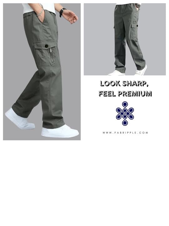 Image of FABRIPPLE Men's Olive Green Cargo Pants | Relaxed Fit Utility Trousers | Multi Pocket Casual Wear | Stylish Streetwear Bottomwear for Men