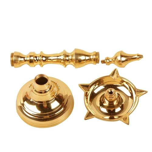 Pure Brass Kerala Diya / Sumai Oil Lamp Stand, Golden thumbnail 6