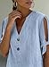 DBWPKR Summer Tops for Women Button V Neck Cotton Linen Tops 2026 Dressy Casual Short Sleeve Blouse Fashion Clothing Blue