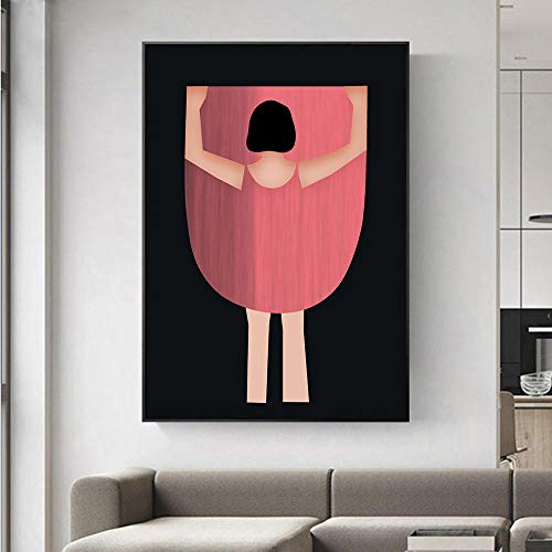 Cuadro de chica con falda roja en lienzo para decoración de salón de Onlymygod1 5