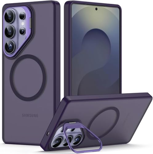 Image of DIZORO Compatible with Samsung Galaxy S26 Ultra Case, Compatible with Magsafe, Wireless Charging,with Camera Stand,Military Grade Drop Tested,Translucent Hard Back Soft Edge Back Cover (Deep Purple)