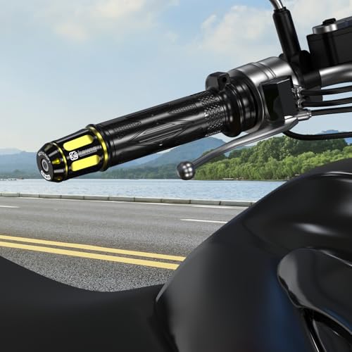 BRCOVAN Motorcycle Handlebar End Plugs with Metal Expansion Spacers, Fit Bar Hole 13mm-18mm in Diameter, CNC Processing Aluminum Alloy Material (Black+Gold) - Thumbnail 5