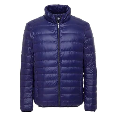 [ＰＡＦＨＬ] ダウンジャケット メンズ ダウンコート 超軽量 90％ダウン 冬 防寒 服 暖かい コート ジャケット あったか コンパクト 薄手 男性用 立ち襟 スタントカラー ジッパー (ネイビー,3XL)