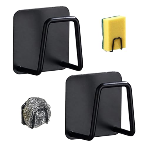 Ejrup 2 Pzs Soporte Para Estropajos Autoadhesivo Soporte,Accesorios Para El Fregadero,Cocina Porta Estropajos De Acero Inoxidable,Organización En La Cocina Negro