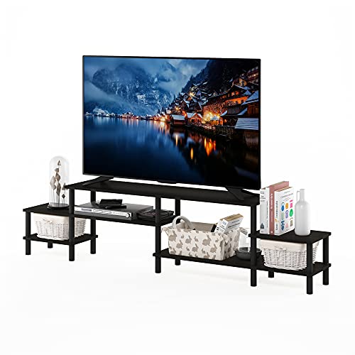 Image of Furinno BESI TV Stand, No Tools Assembly Industrial Style Entertainment Center, TV Console for TV up to 46 Inch, for Living Room, Bedroom, Dark Oak