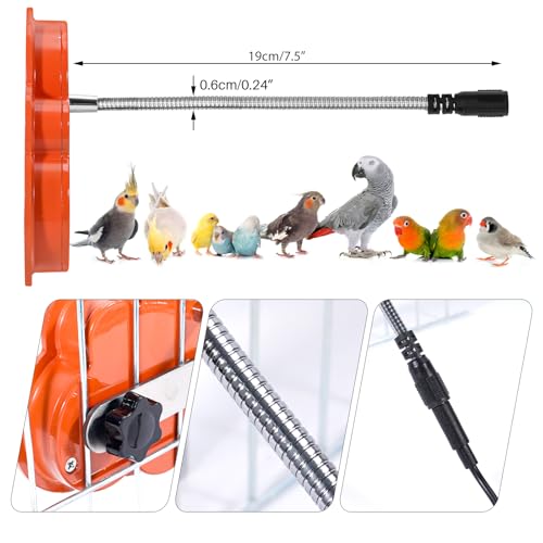 Svauoumu Vogelkäfig Heizung Elektrisch mit Spiegel,Heizung für Vogeltränke im winter,Wärmelampe Für Vögel Mit Temperaturregelung,Papageien Heizung Draussen,Für Vögel,Kleine Haustiere,12V 18W
