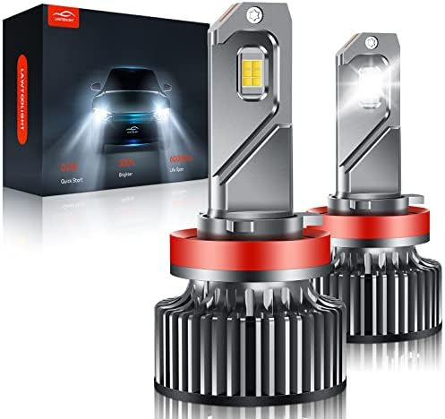 H11/H9/H8 LED Headlight Bulb,LAWTOOLIGHT 16000 Lumens Super Bright Low Beam Fog Light,80W 600% Brighter LED Headlight Conversion Kit,6500K Cool White, Halogen Replacement,2-Pack
