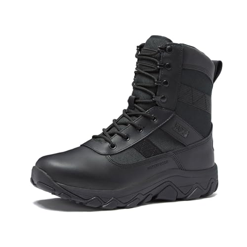 MAGNUM Men's Bragg Waterproof Tactical Boots for Men, Mens Military Hiking Boots, Breathable Light Weight Work Boots for Men - Black, 10.5 Medium