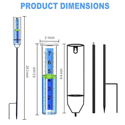 Ouisjyer RAIN GAUGE Outdoor, Large Clear Numbers 7 Inch Capacity Detachable Rain Gauges thumb #1