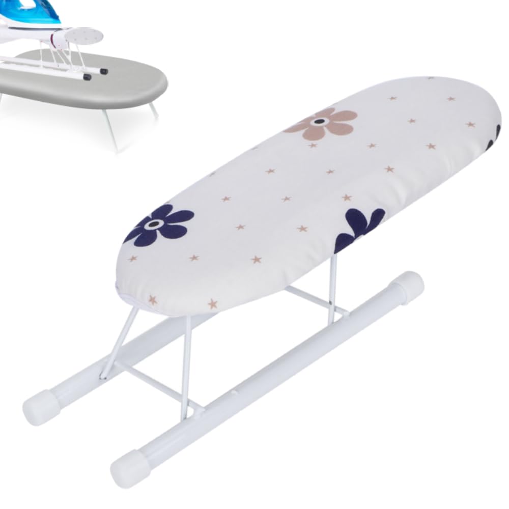 Small Ironing Board, Folding Sleeve Cuffs Collars Ironing Table Space Saving for Home, Craft Room, Travel Use (Tight Clusters of Flowers)