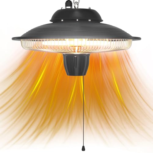 Hanging Patio Heater 1500W/750W, IP34 Waterproof Electric Patio Heater, Ceiling