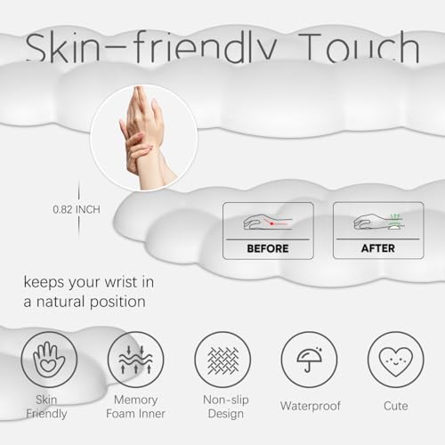 Image of 4 in 1 Ergonomic Leather Cloud Wrist Rest Keyboard and Mouse Pad & Coaster