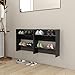 organizer na buty Ścienny stojak na buty, przechowywanie butów Półka na buty Organizer Szafki na buty ścienne 2 szt. Czarny wysoki połysk 60x18x60 cm Płyta wiórowa