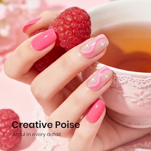 Image of Beetles Hot Pink Gel Polish - Raspberry Mousse 15ML /0.51Fl Oz, Neon Pink Gel Nail Polish, Color-Matched Bottle, Soak-Off UV LED, Long-Lasting Holiday & Summer Nails Art for DIY Beginners & Salon Pros