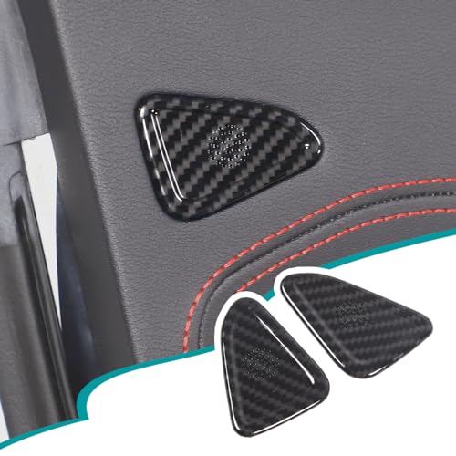 Hudiriy Car Door Audio Speaker Sticker Compatible with Corvette C8 2020-2023 Door Speaker Horn Decoration Frame Cover Trim Interior Protection Accessories (ABS，Carbon Fiber Pattern)