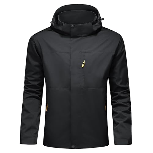 Image of Lamgool Waterproof Jackets for Men Lightweight Rain Jacket Hooded Raincoat Zip Windbreaker for Running Hiking Travel