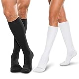SmartKnit Seamless Diabetic Over-The-Calf Socks- 3 Pack (6 Count), X, Large, Black White & White