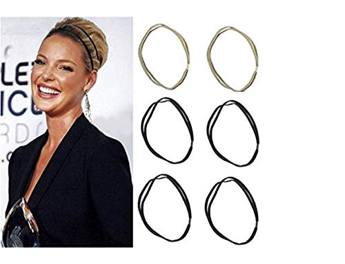Shimmer Anna Shine 4 Black and 2 Gold Double Hooped Headband