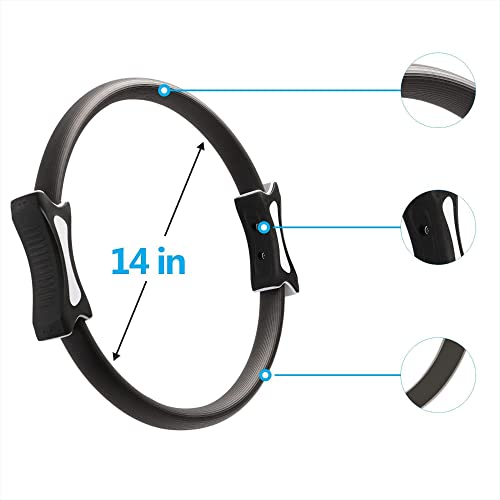 Anel circular de Pilates, círculo mágico, anel de pilates, 35,5 cm com aderência dupla, anel de ioga