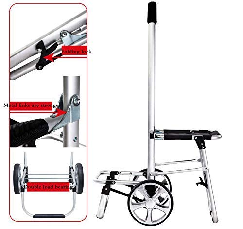 WLKINF Faltbarer Einkaufswagen mit Sitz, leichter Einkaufstrolley, wasserdicht, 49 l Kapazität/Sitzstütze 75 kg (blau) – Bild 5