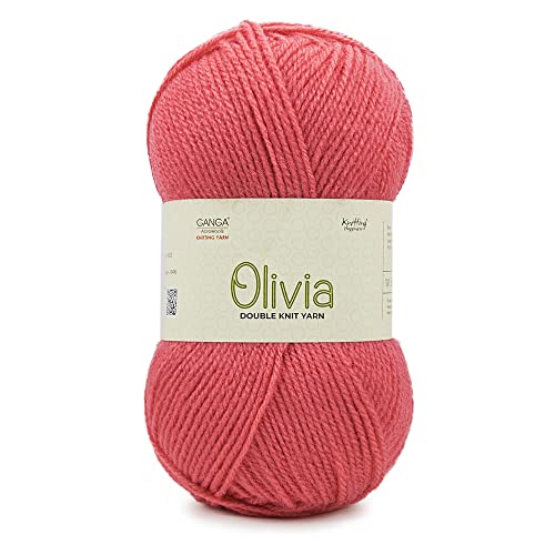 Image of Ganga Acrowools Acrylic Olivia, Double Knit Yarn. Hand Knitting and Crochet Yarn. Oekotex Class 1 Certified. Pack of 2 Balls - 100Gms Each. Shade No - Olv035, Red