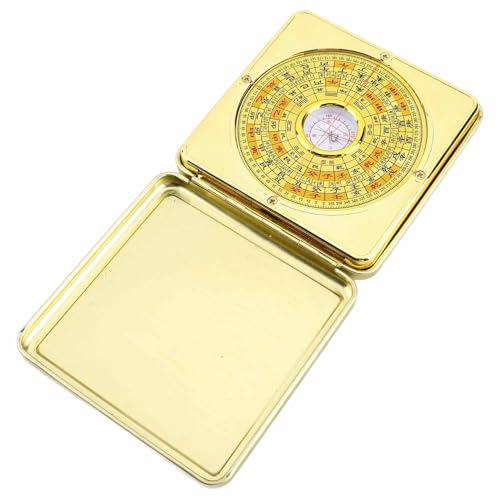 Brújula Feng Shui Luo Pan de hierro vintage miniatura 5