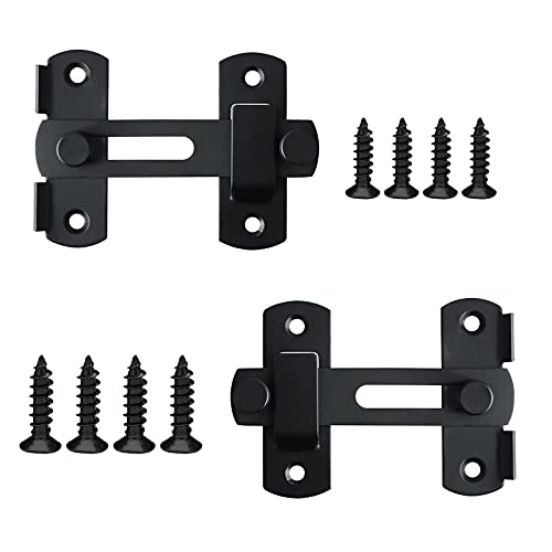 YUTOU Pack of 2 Door Bolt Black Stainless Steel Door Sliding Bolt Garden Gate Lock with Screws for Sliding Lock with Latch for Doors Windows Animal Doors Garden Doors