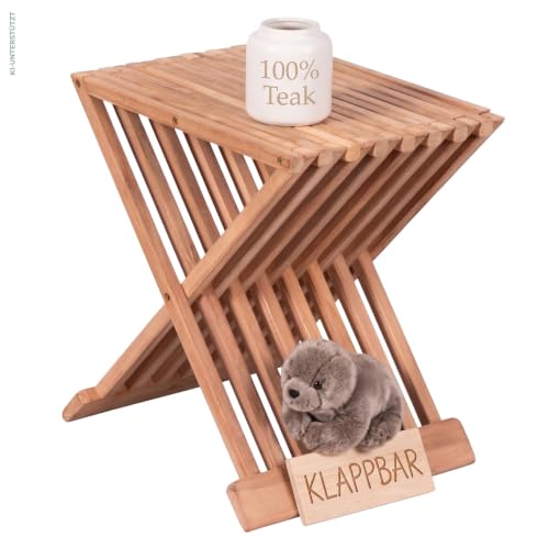 MR. DEKO Beistelltisch klappbar Fishbone Kleiner Holztisch